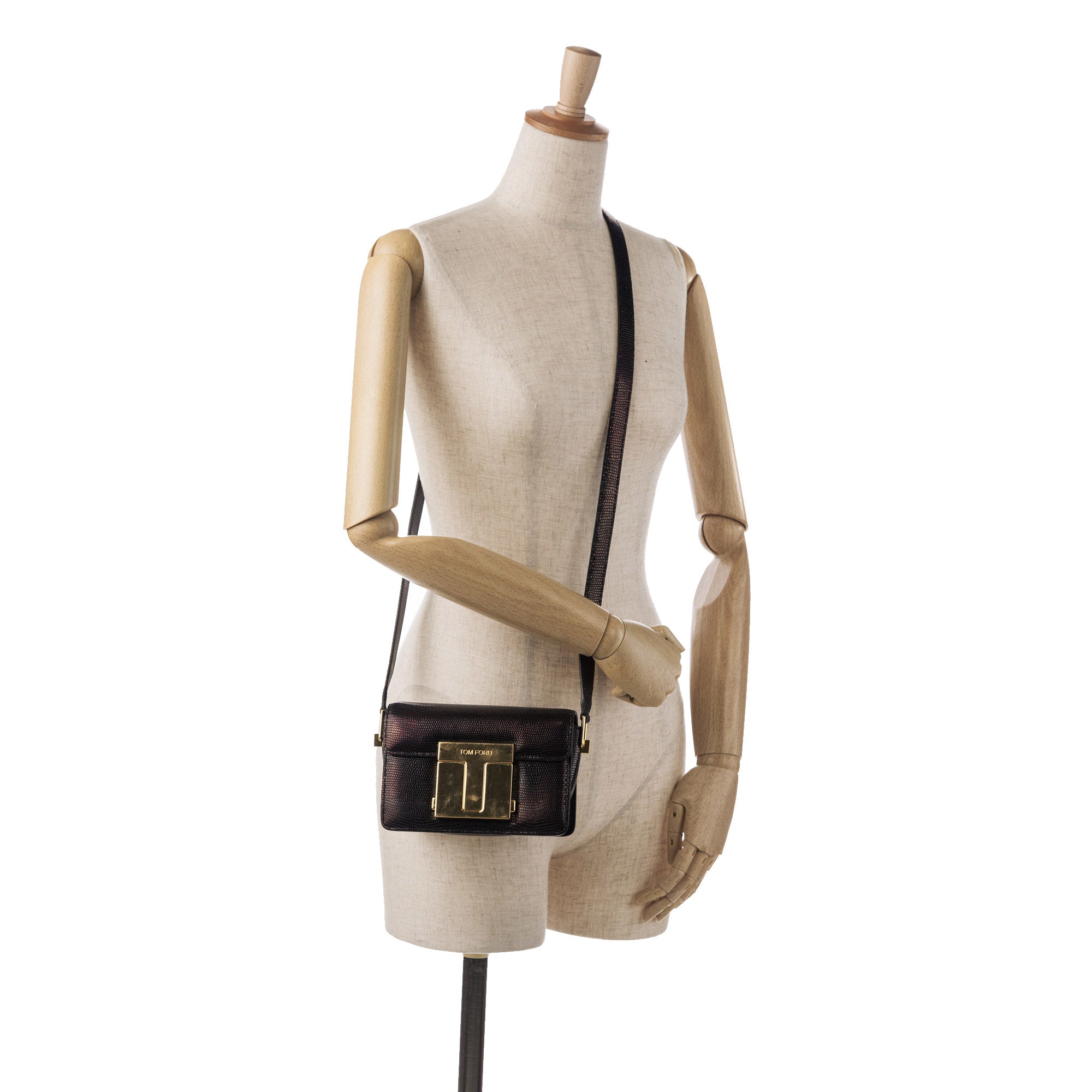 Small T-Clasp Lizard-Embossed Crossbody Bag
