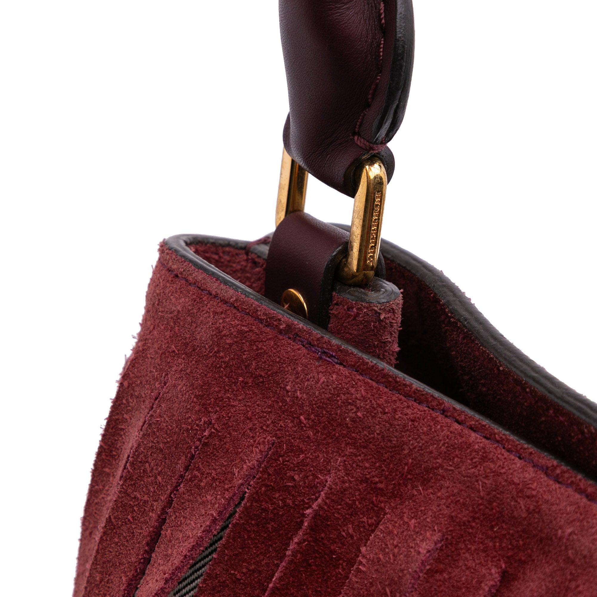House Check Canvas and Suede Fringe Bucket Bag