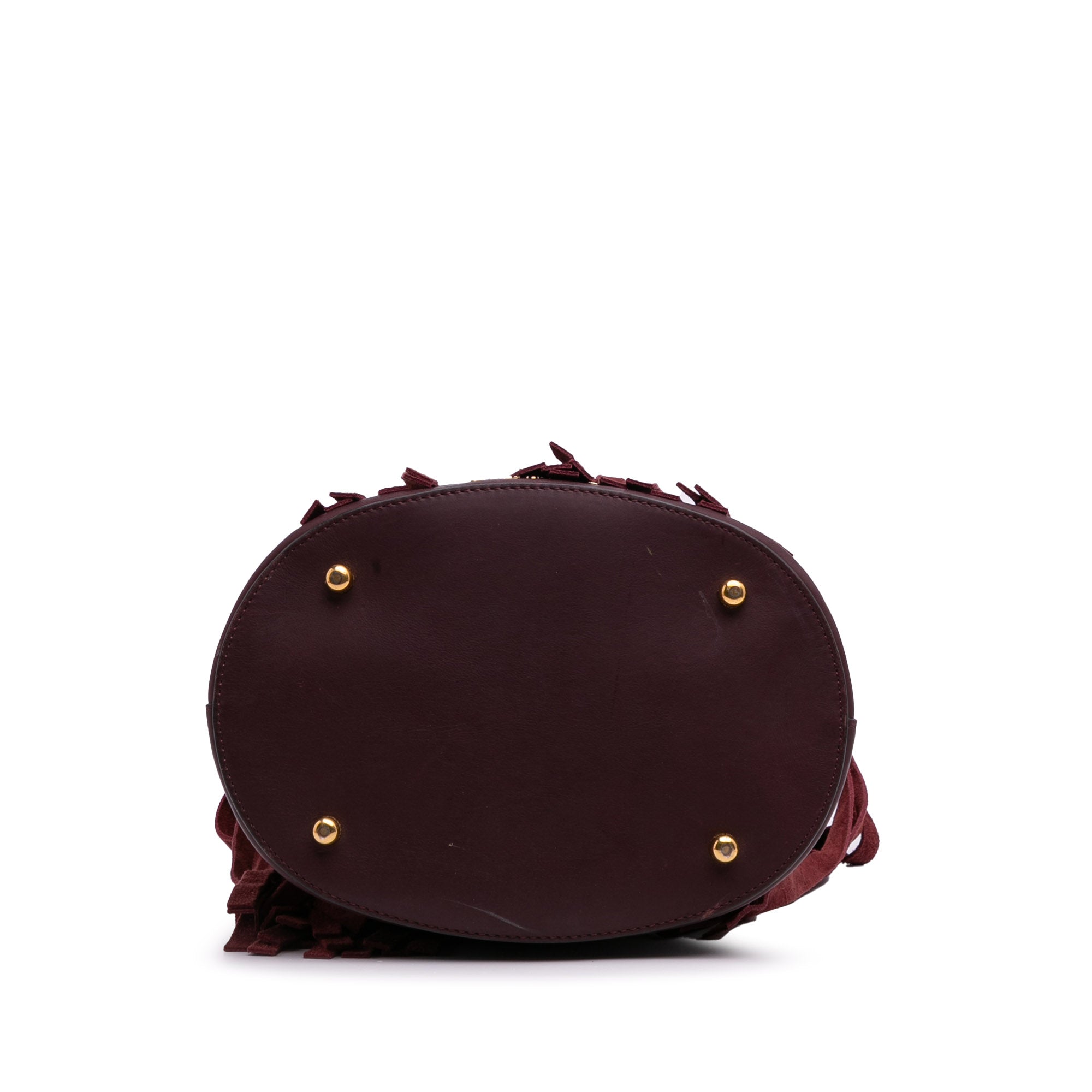 House Check Canvas and Suede Fringe Bucket Bag