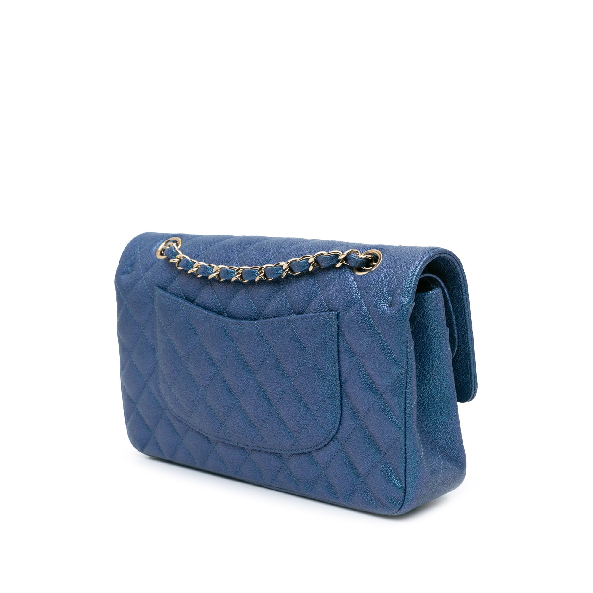 Medium Classic Iridescent Caviar Double Flap