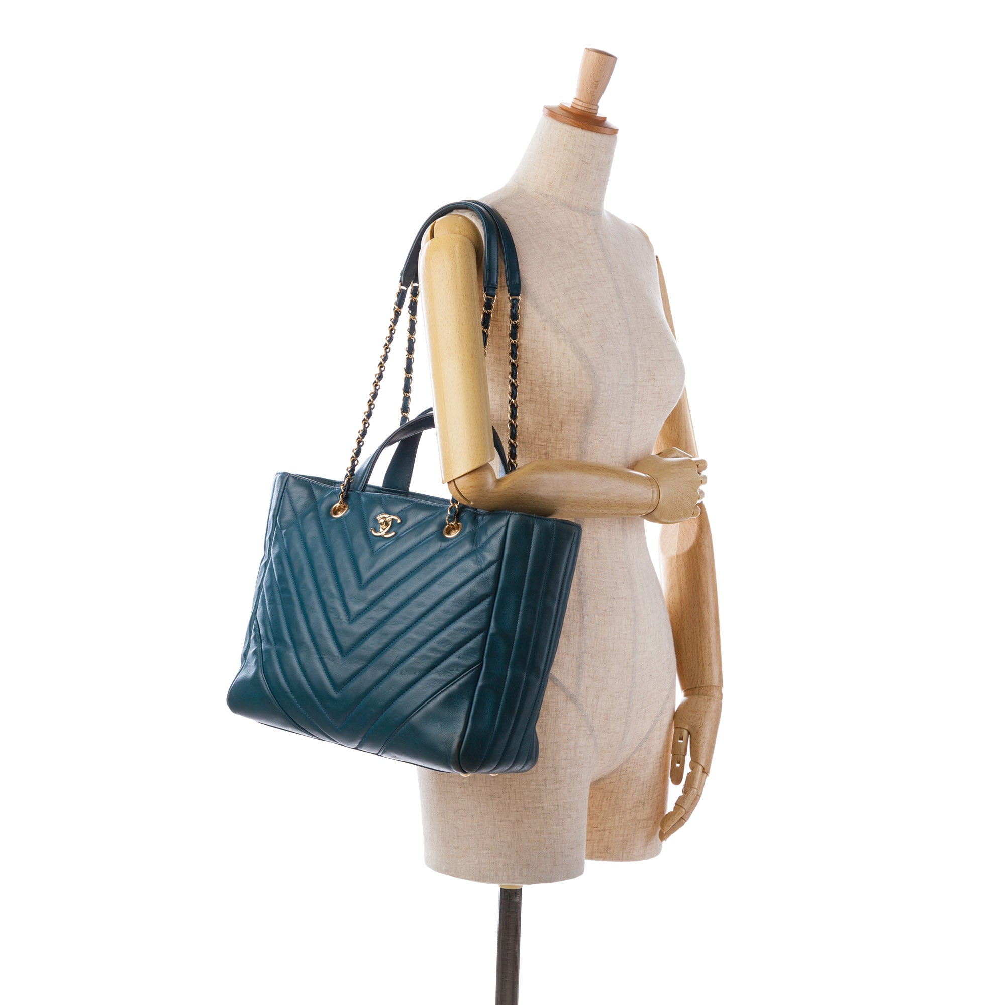 CC Chevron Calfskin Statement Shopping Tote