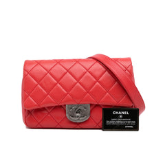 Small Quilted Goatskin Double Carry Waist Chain Flap