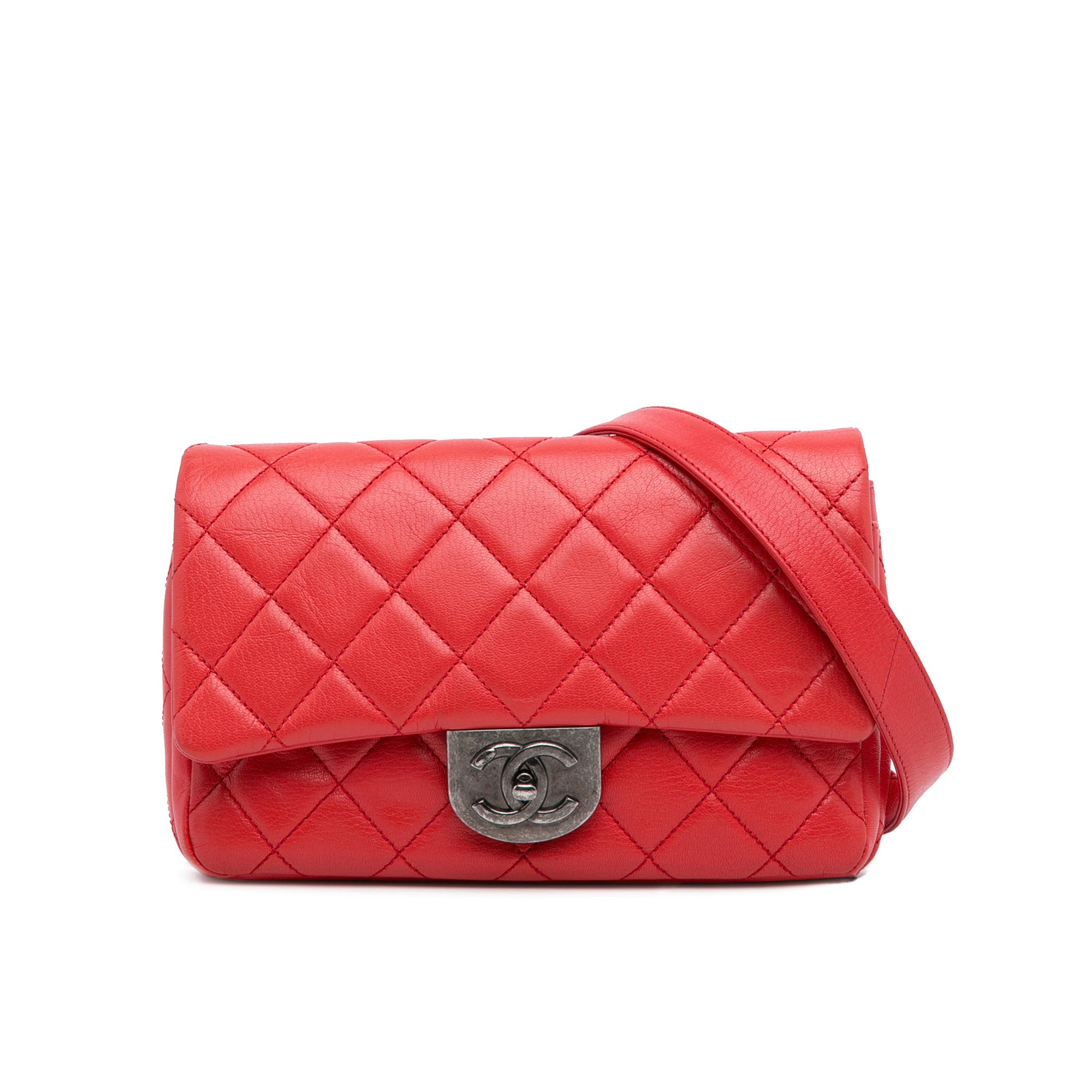 Small Quilted Goatskin Double Carry Waist Chain Flap