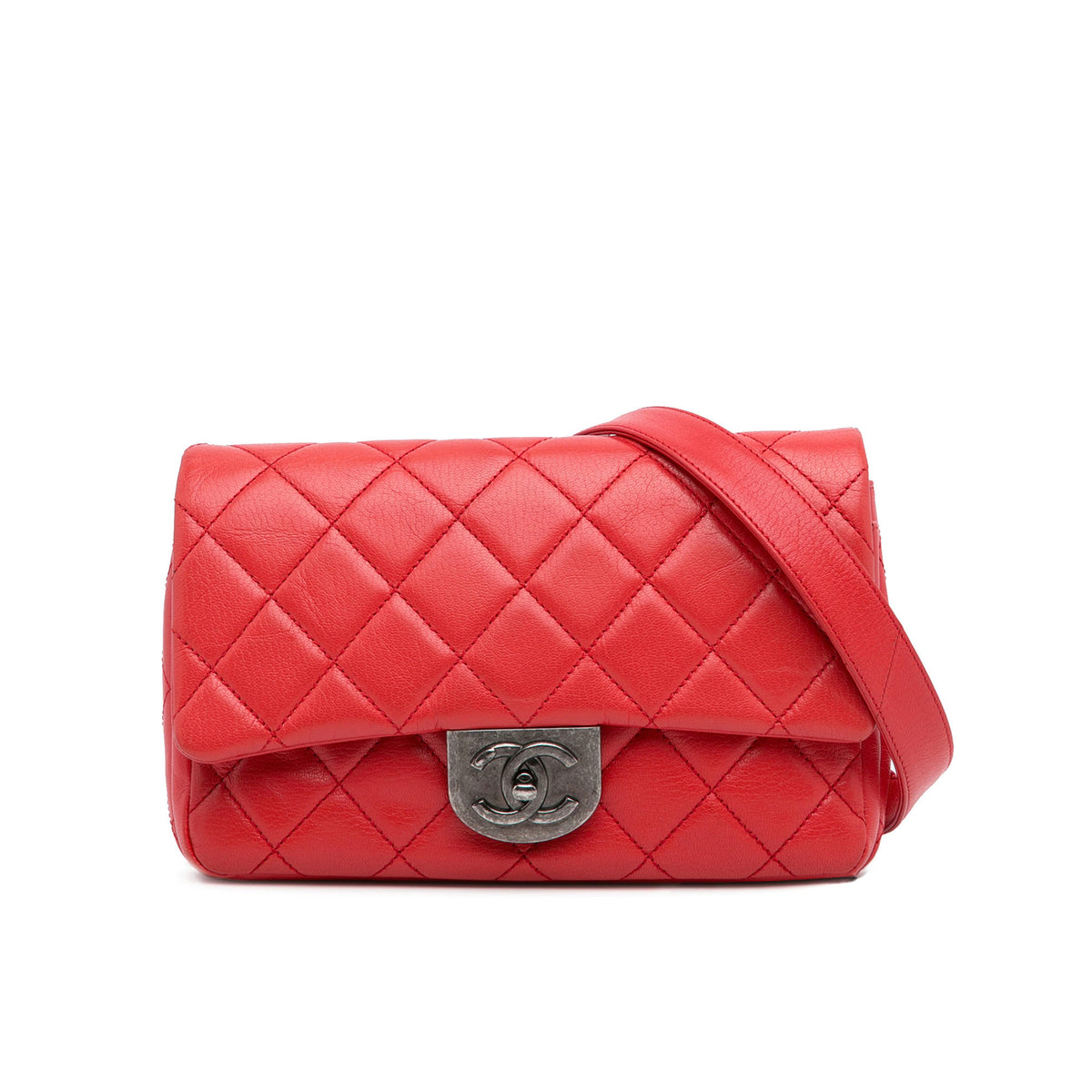 Small Quilted Goatskin Double Carry Waist Chain Flap