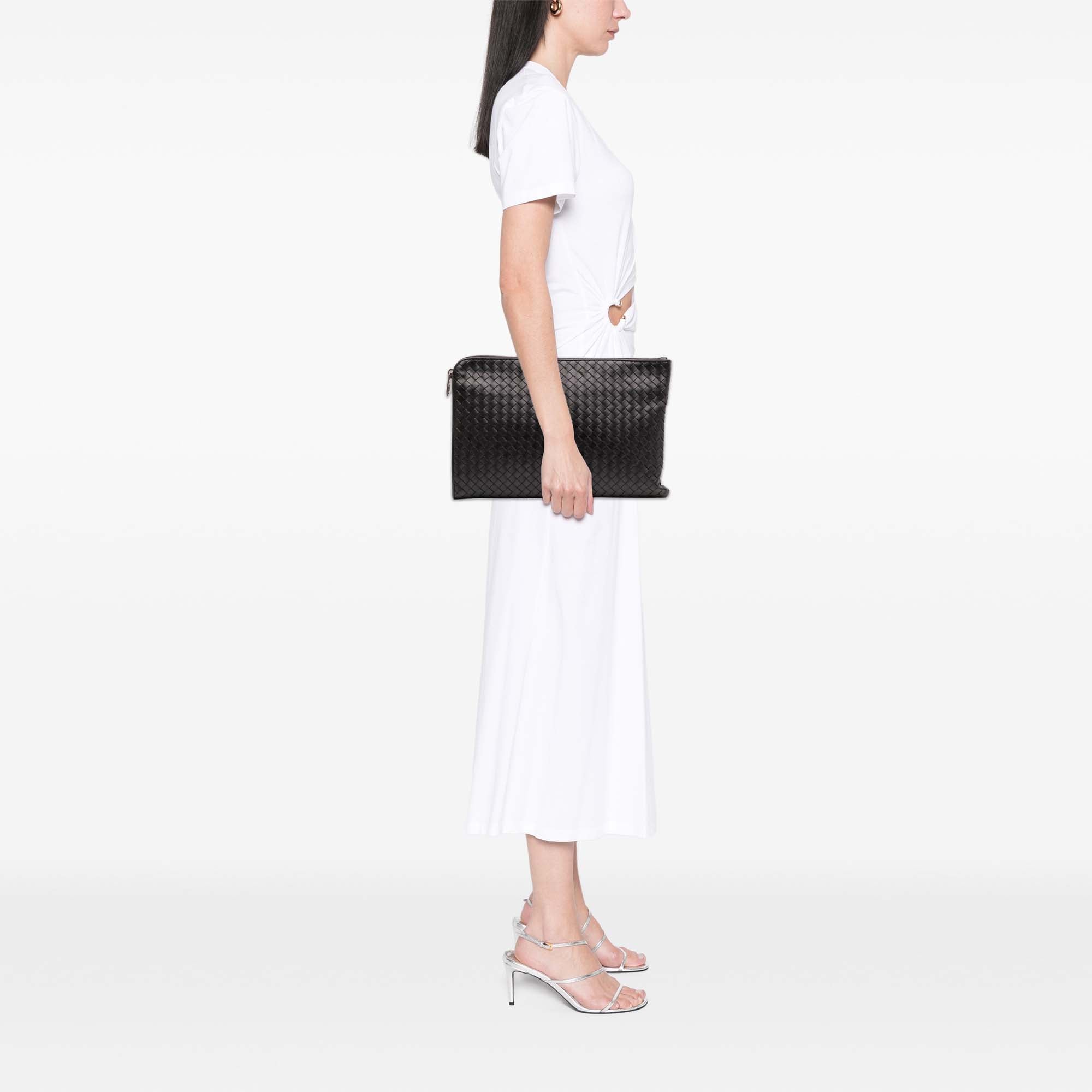 Leather Intrecciato Clutch