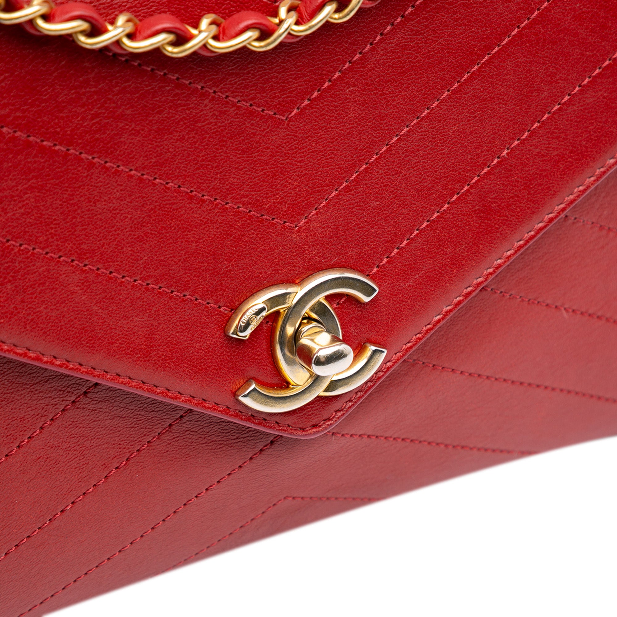 Chevron Lambskin Coco Envelope Flap