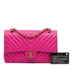 Medium Classic Chevron Lambskin Double Flap