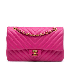 Medium Classic Chevron Lambskin Double Flap