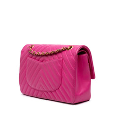 Medium Classic Chevron Lambskin Double Flap