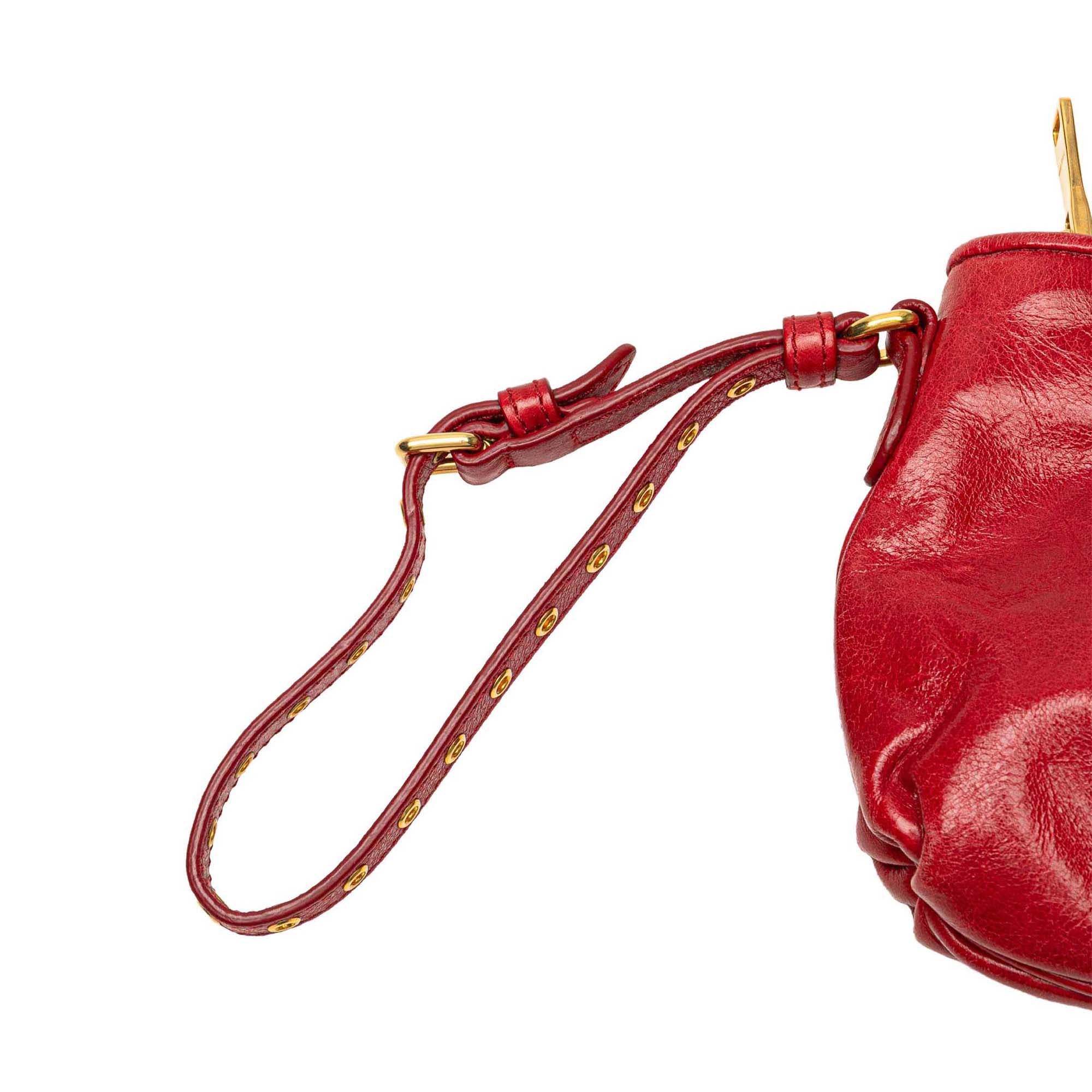 Vitello Shine Bow Wristlet Clutch