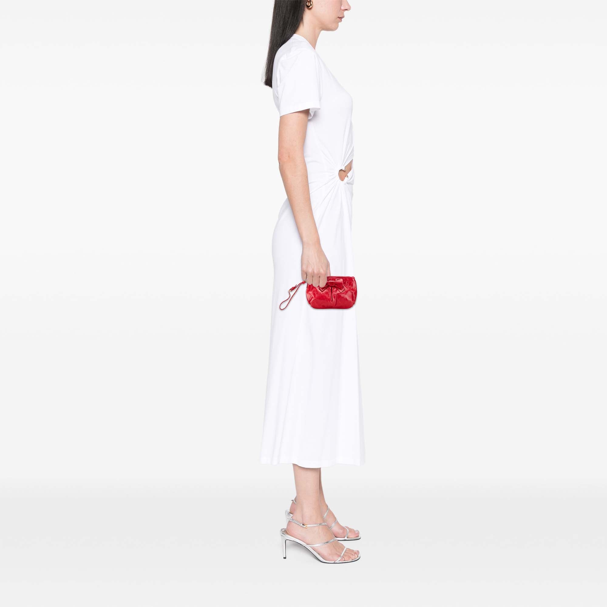 Vitello Shine Bow Wristlet Clutch