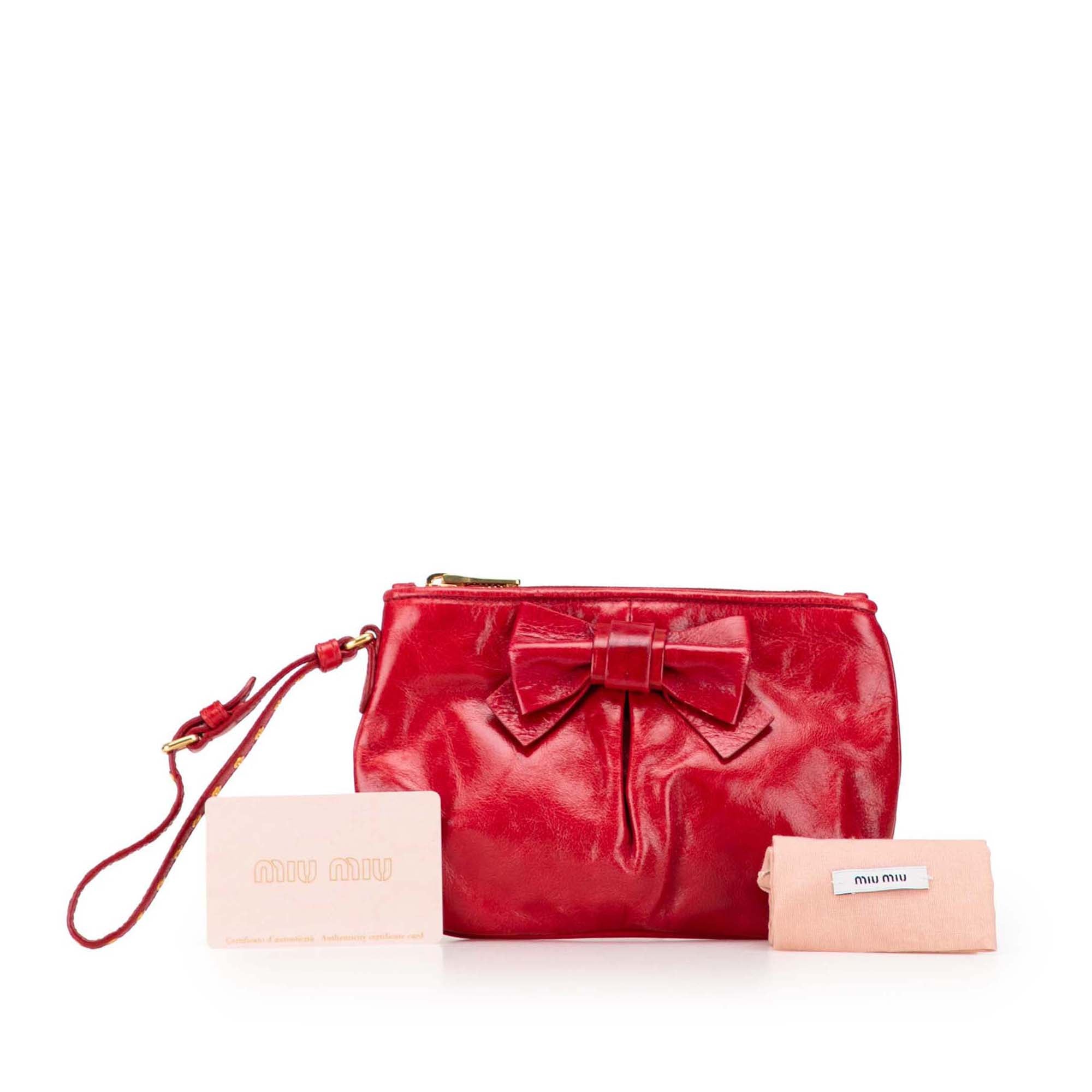 Vitello Shine Bow Wristlet Clutch