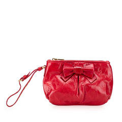 Vitello Shine Bow Wristlet Clutch