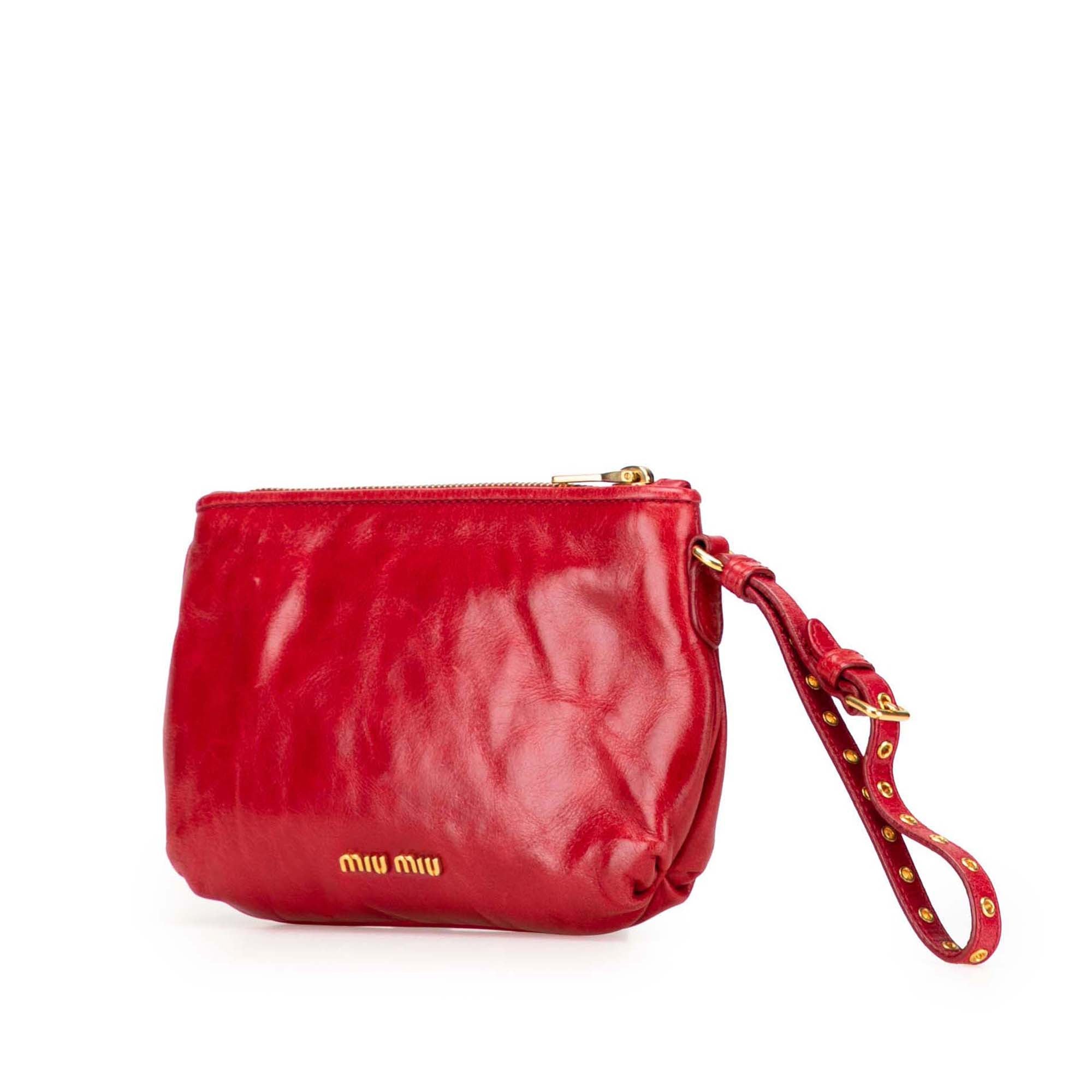 Vitello Shine Bow Wristlet Clutch
