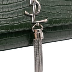 Medium Croc Embossed Leather Kate Tassel Crossbody