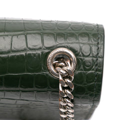 Medium Croc Embossed Leather Kate Tassel Crossbody