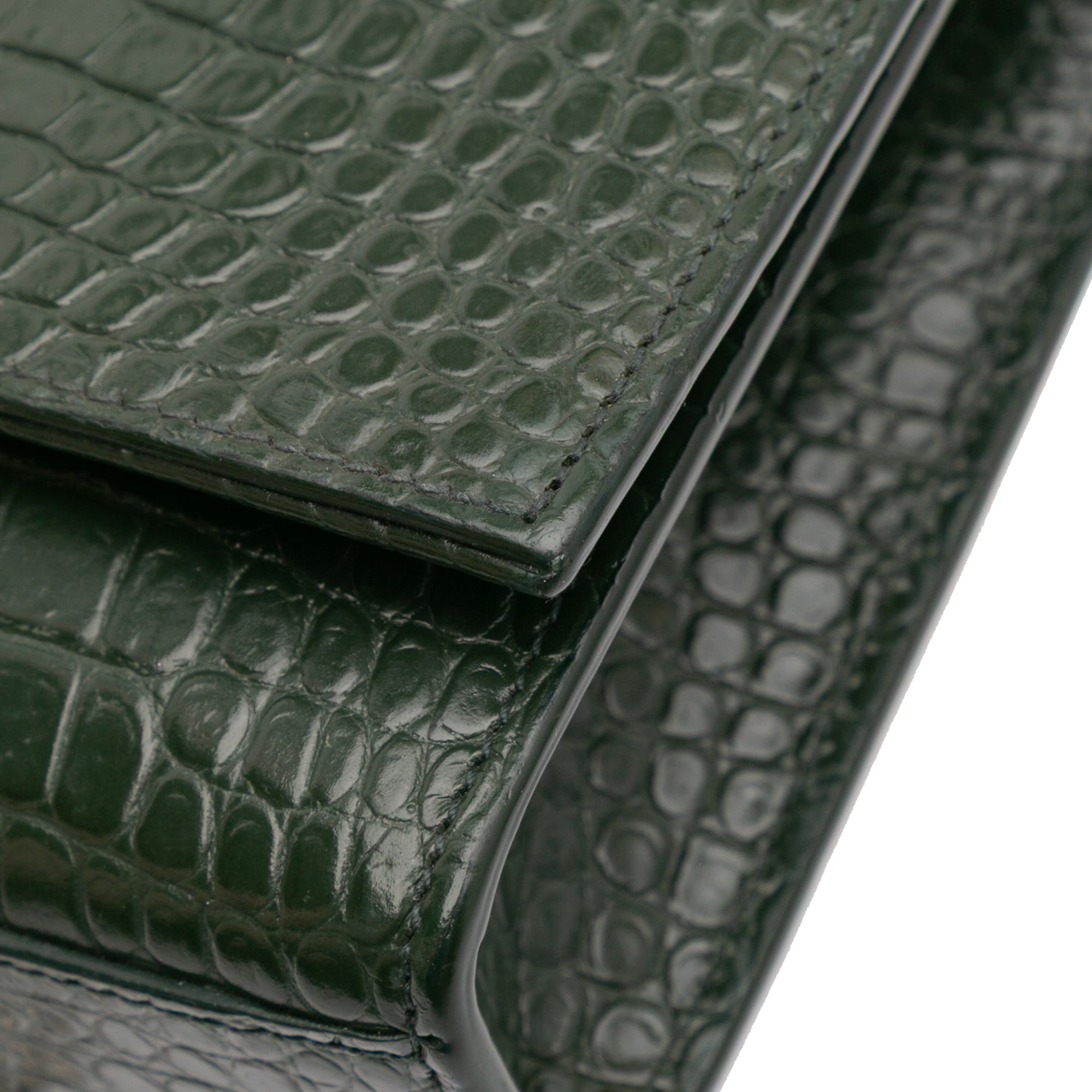 Medium Croc Embossed Leather Kate Tassel Crossbody