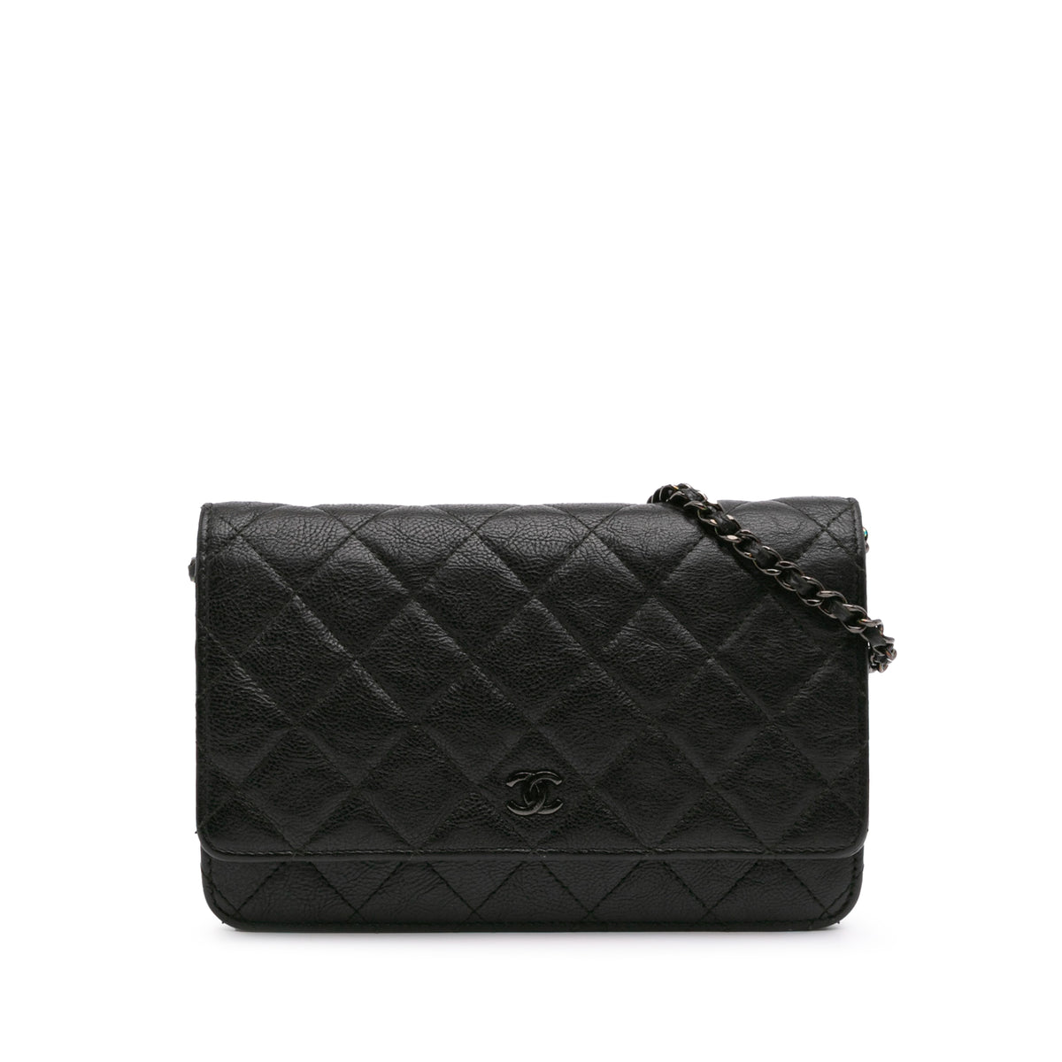 Quilted Crumpled Calfskin So Black Wallet On Chain