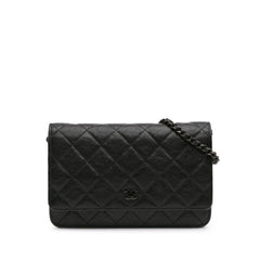 Quilted Crumpled Calfskin So Black Wallet On Chain