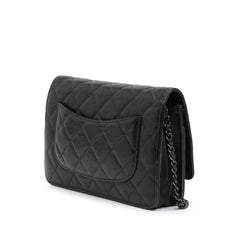 Quilted Crumpled Calfskin So Black Wallet On Chain