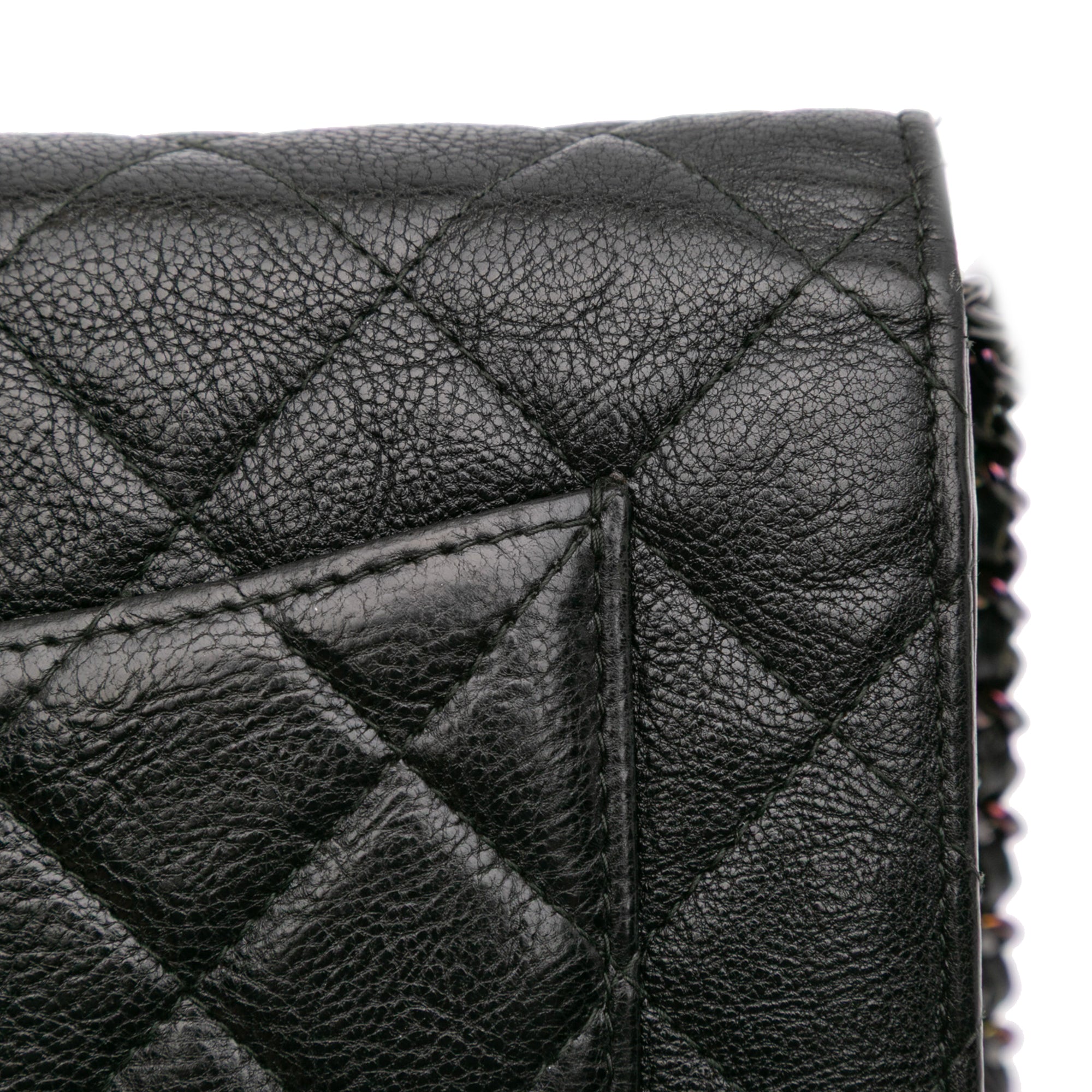 Quilted Crumpled Calfskin So Black Wallet On Chain