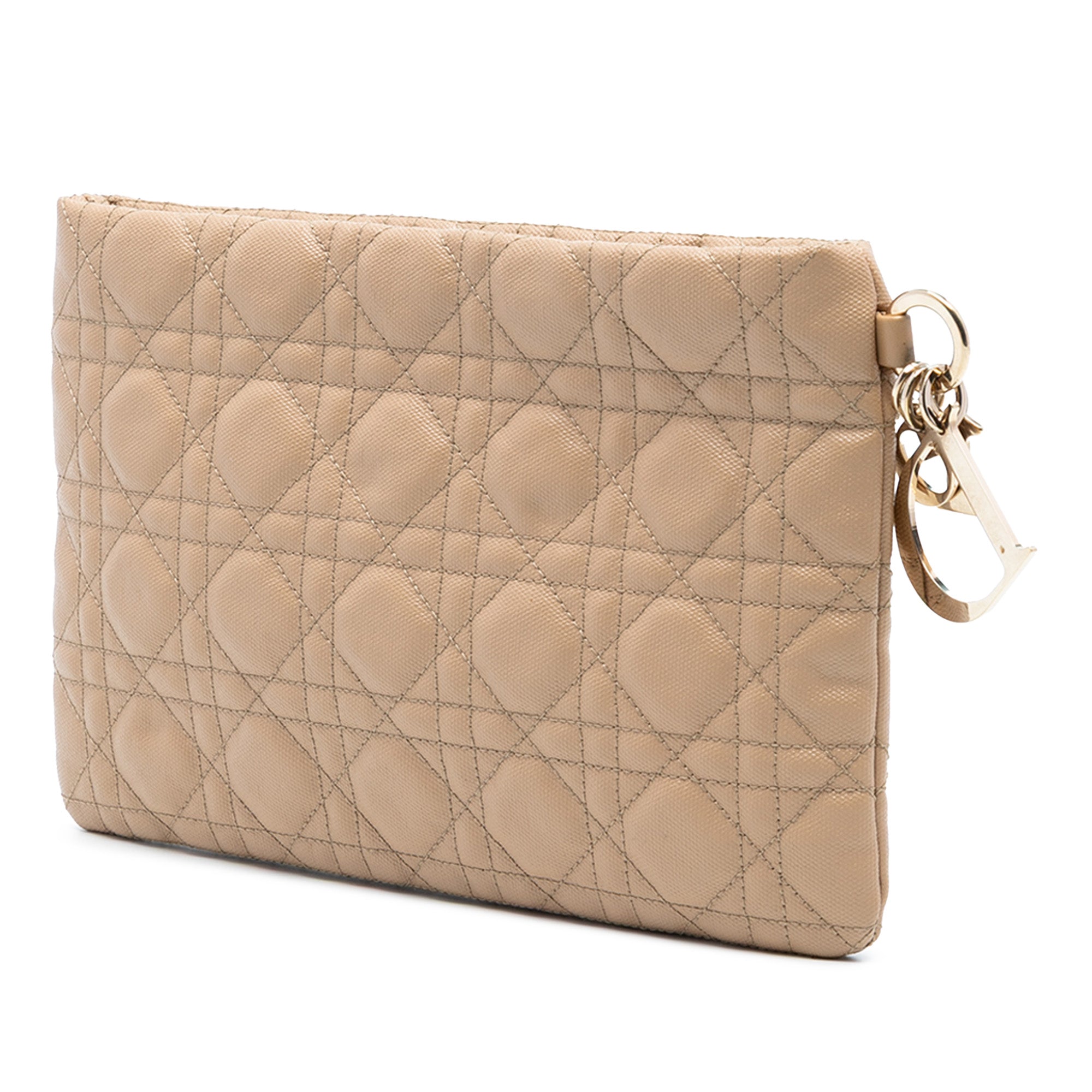 Coated Canvas Cannage Lady Dior Panarea Clutch