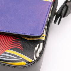 Leather Orchid Print 3Baguette Shoulder Bag