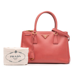 Small Saffiano Lux Galleria Double Zip Satchel