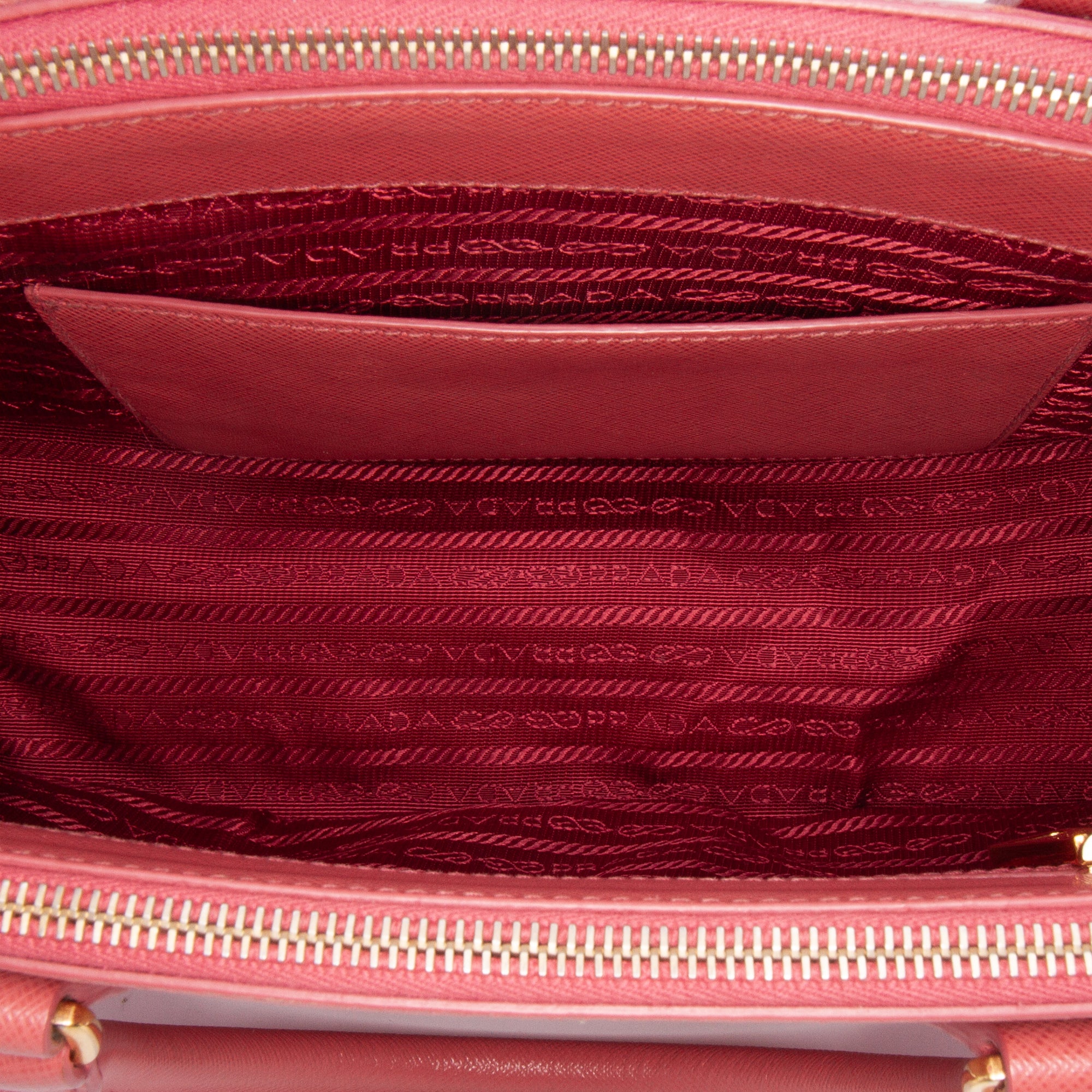 Small Saffiano Lux Galleria Double Zip Satchel