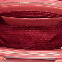 Small Saffiano Lux Galleria Double Zip Satchel