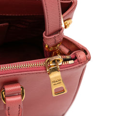 Small Saffiano Lux Galleria Double Zip Satchel