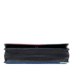 CC Quilted Lambskin Multicolor Border Full Flap Wallet on Chain