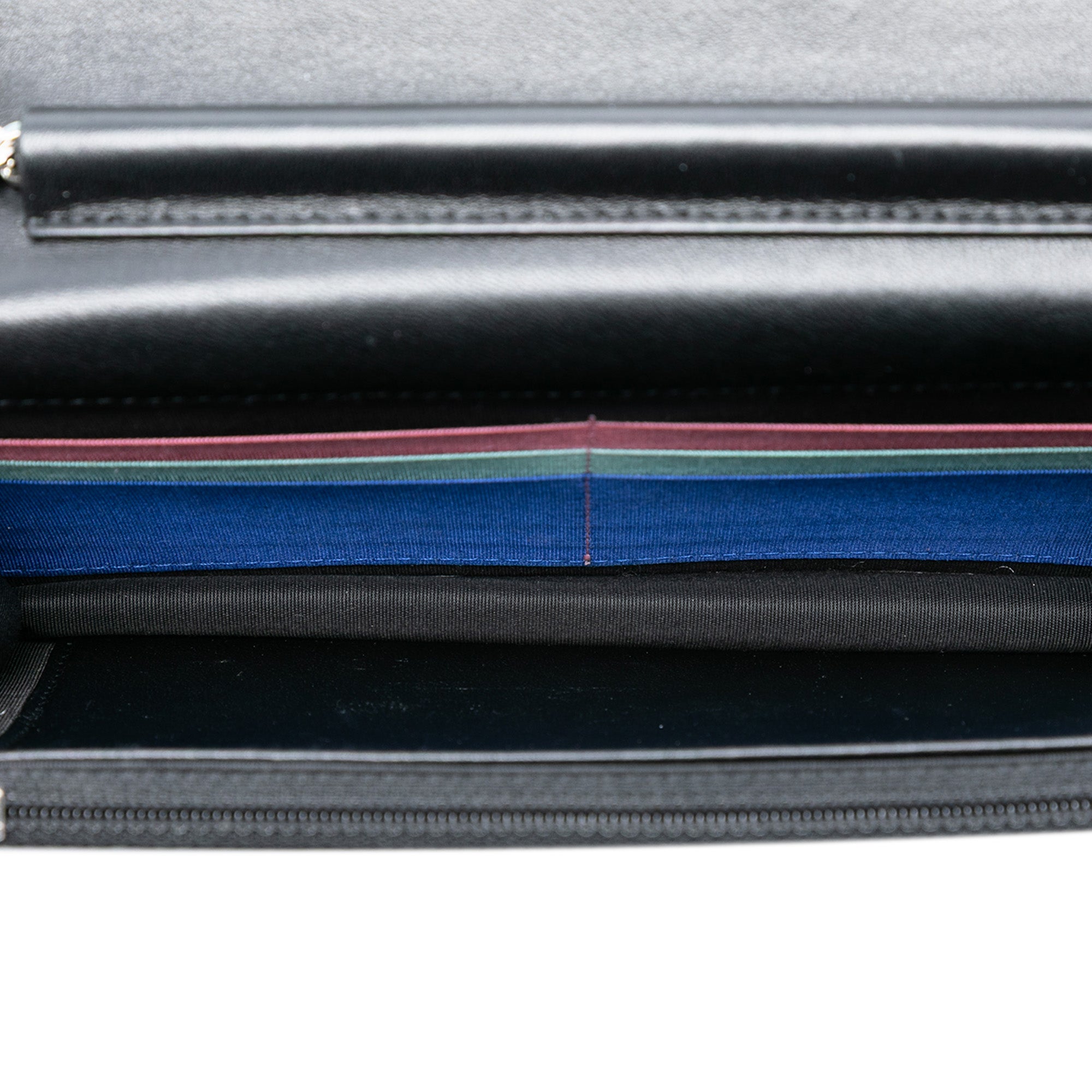 CC Quilted Lambskin Multicolor Border Full Flap Wallet on Chain