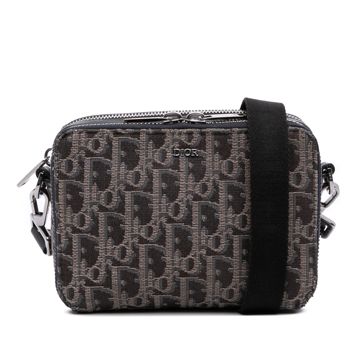 Oblique Canvas Zipped Pouch with Strap