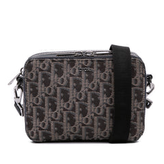 Oblique Canvas Zipped Pouch with Strap