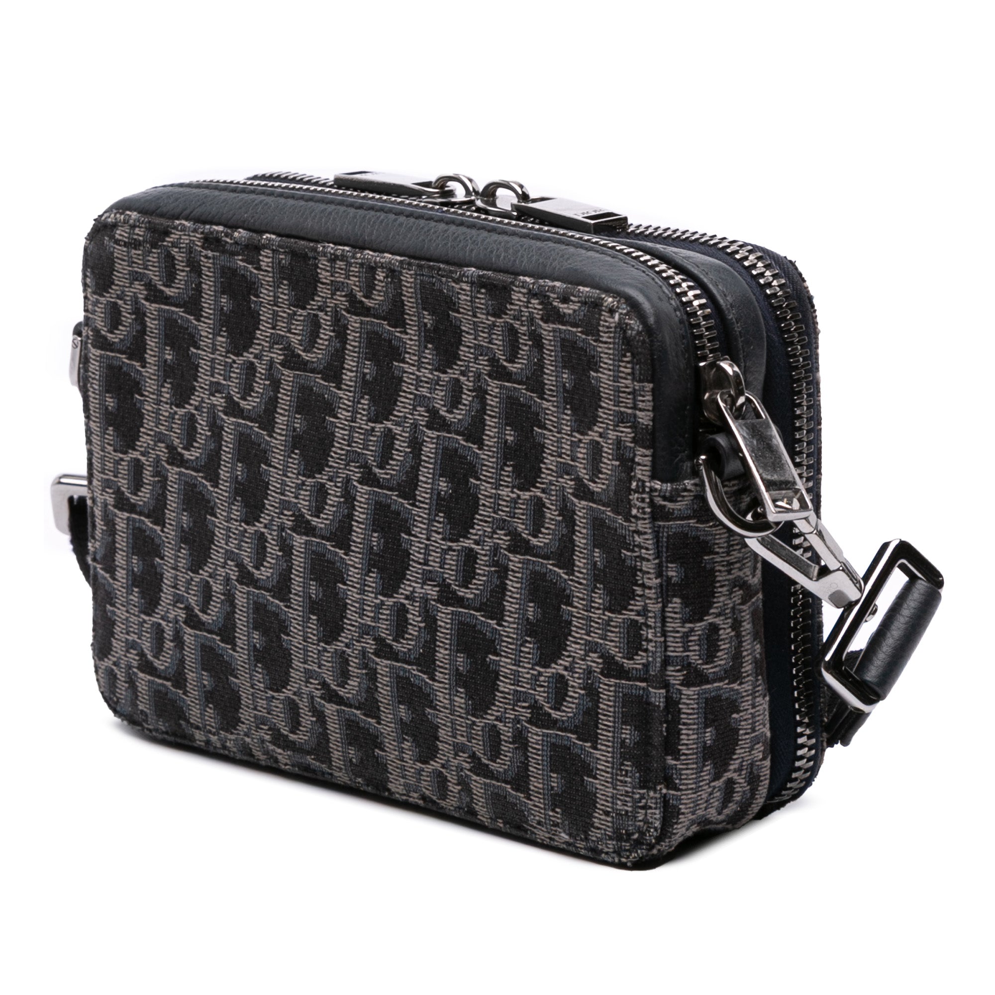 Oblique Canvas Zipped Pouch with Strap