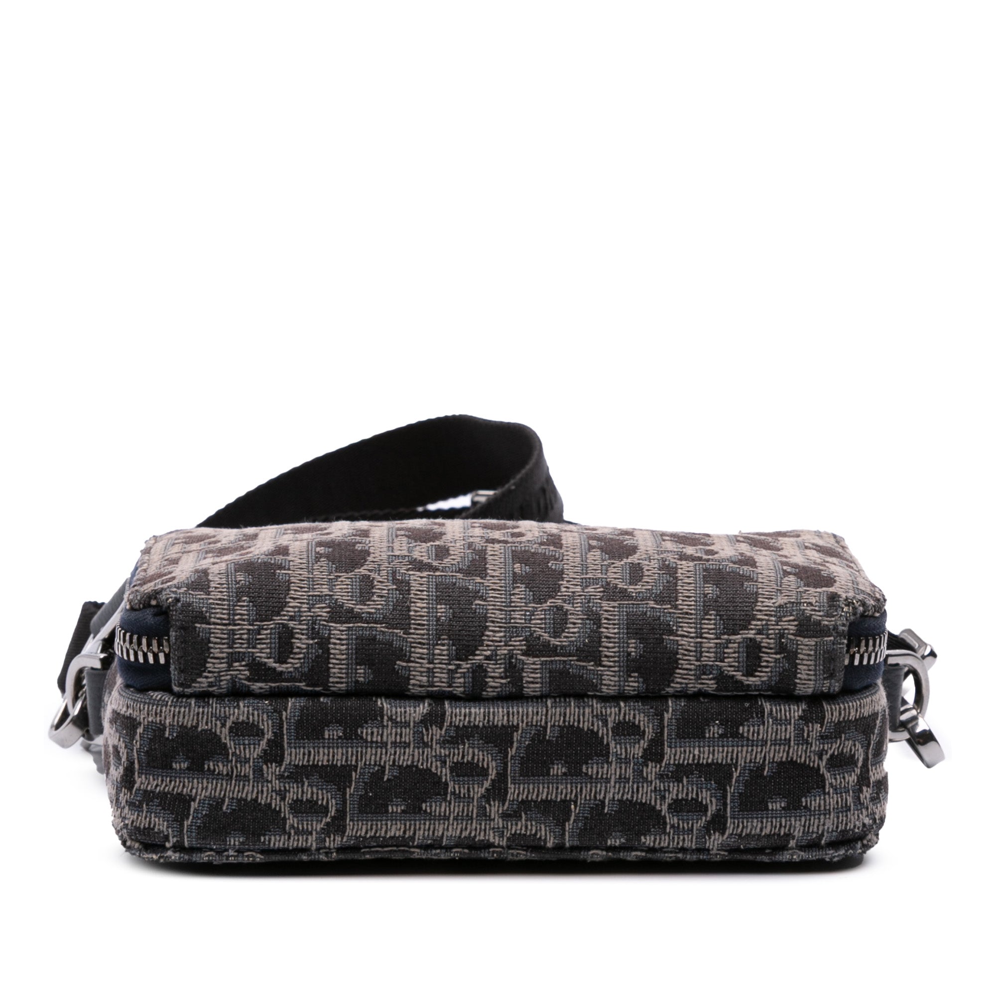 Oblique Canvas Zipped Pouch with Strap