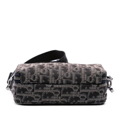 Oblique Canvas Zipped Pouch with Strap
