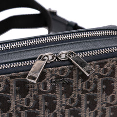 Oblique Canvas Zipped Pouch with Strap