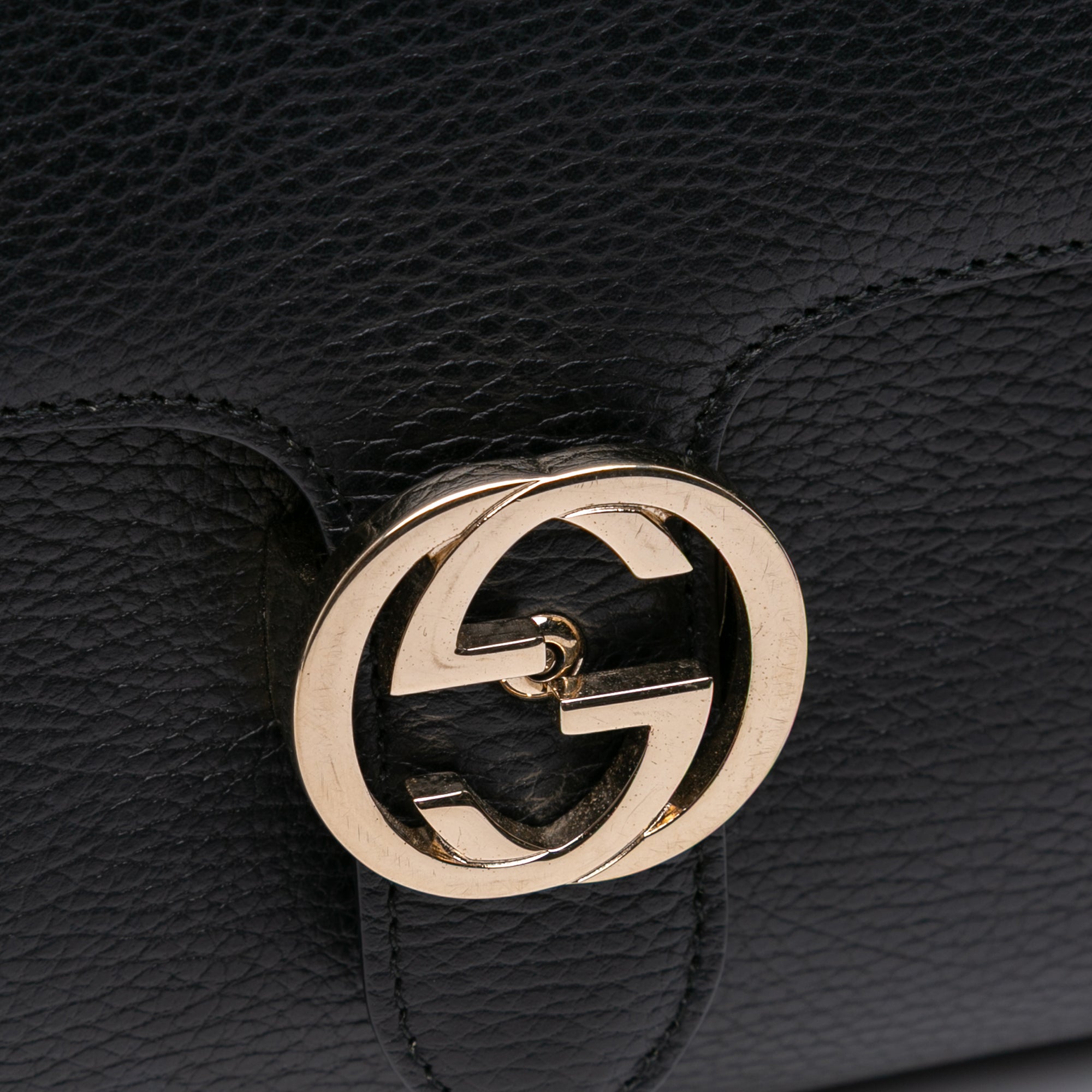 Medium Dollar Calf Interlocking G Satchel