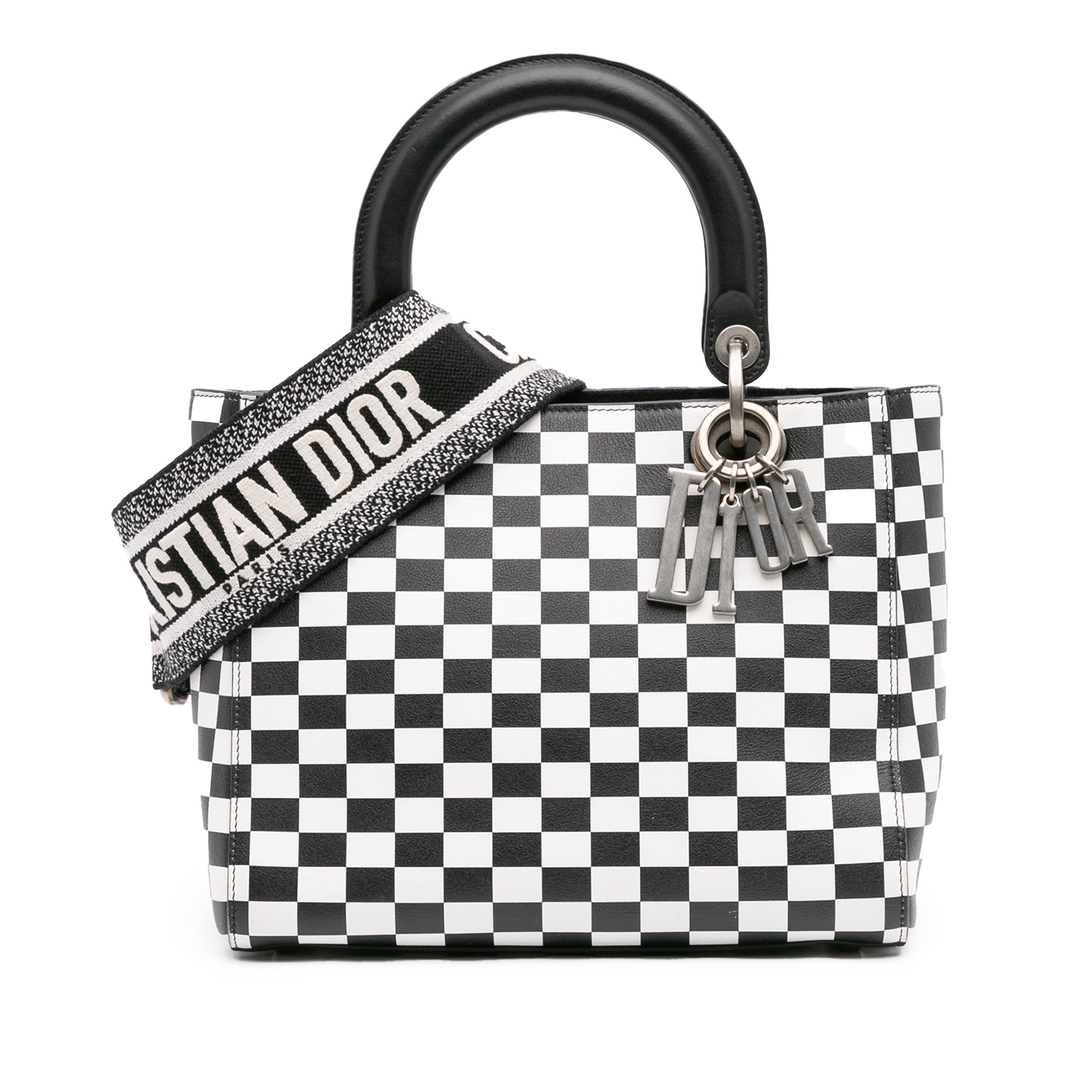 Medium Calfskin Checkered Lady Dior