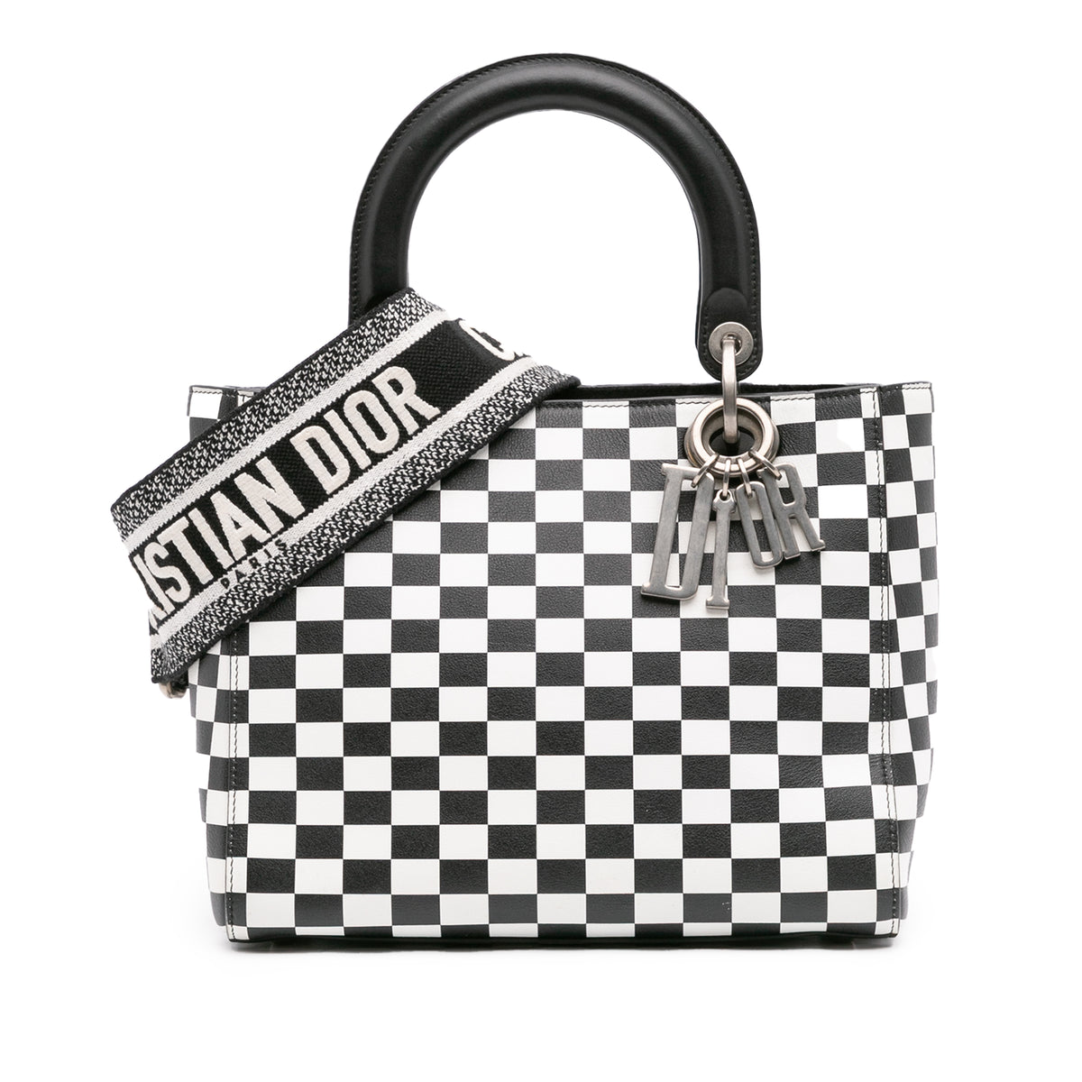 Medium Calfskin Checkered Lady Dior