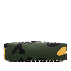 Nylon Rockstud Camouflage Double Zip Clutch