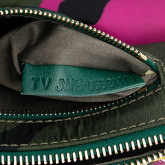 Nylon Rockstud Camouflage Double Zip Clutch