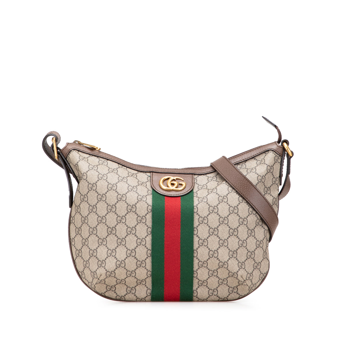 Small GG Supreme Web Ophidia Half Moon Crossbody