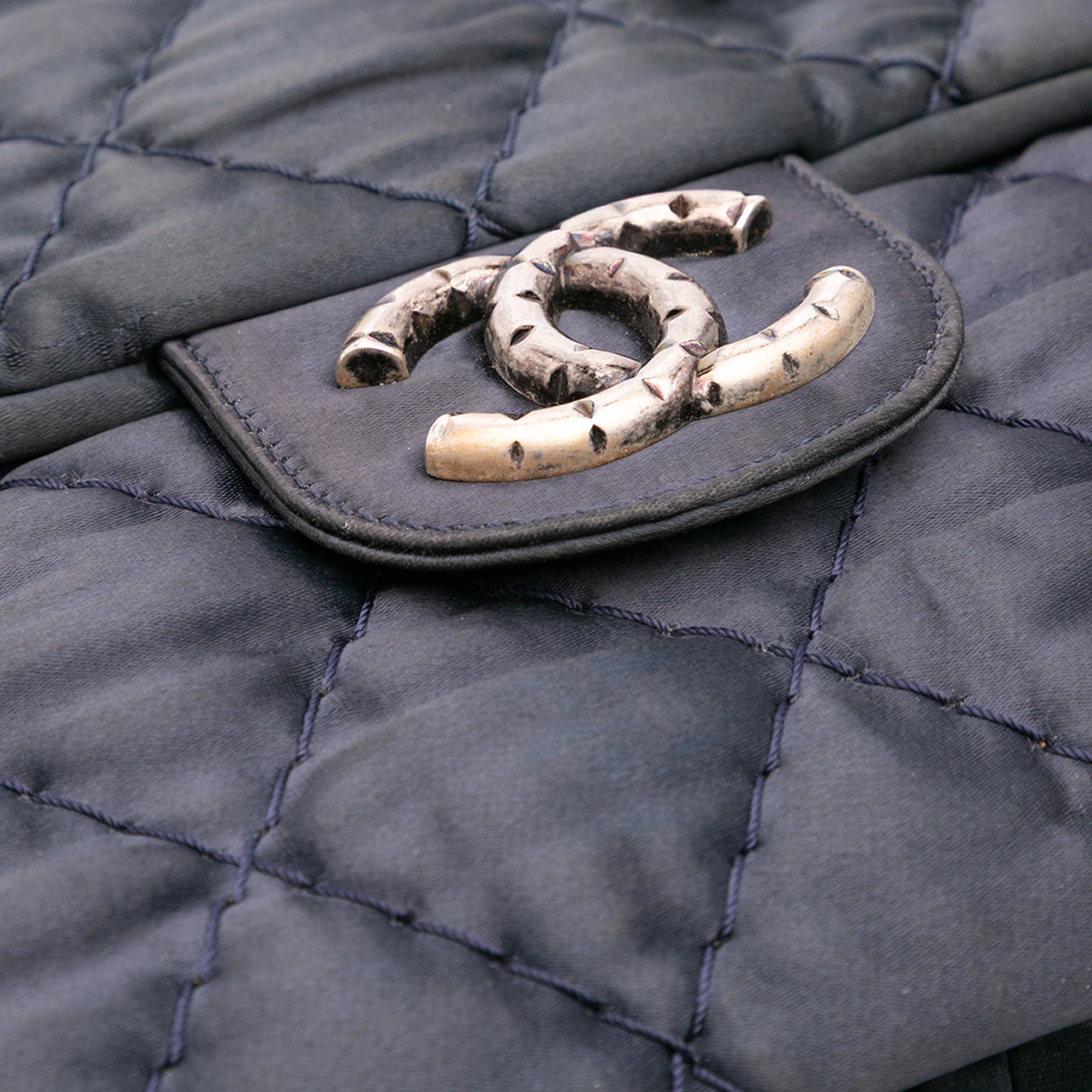 Extra Large CC Quilted Satin Single Flap