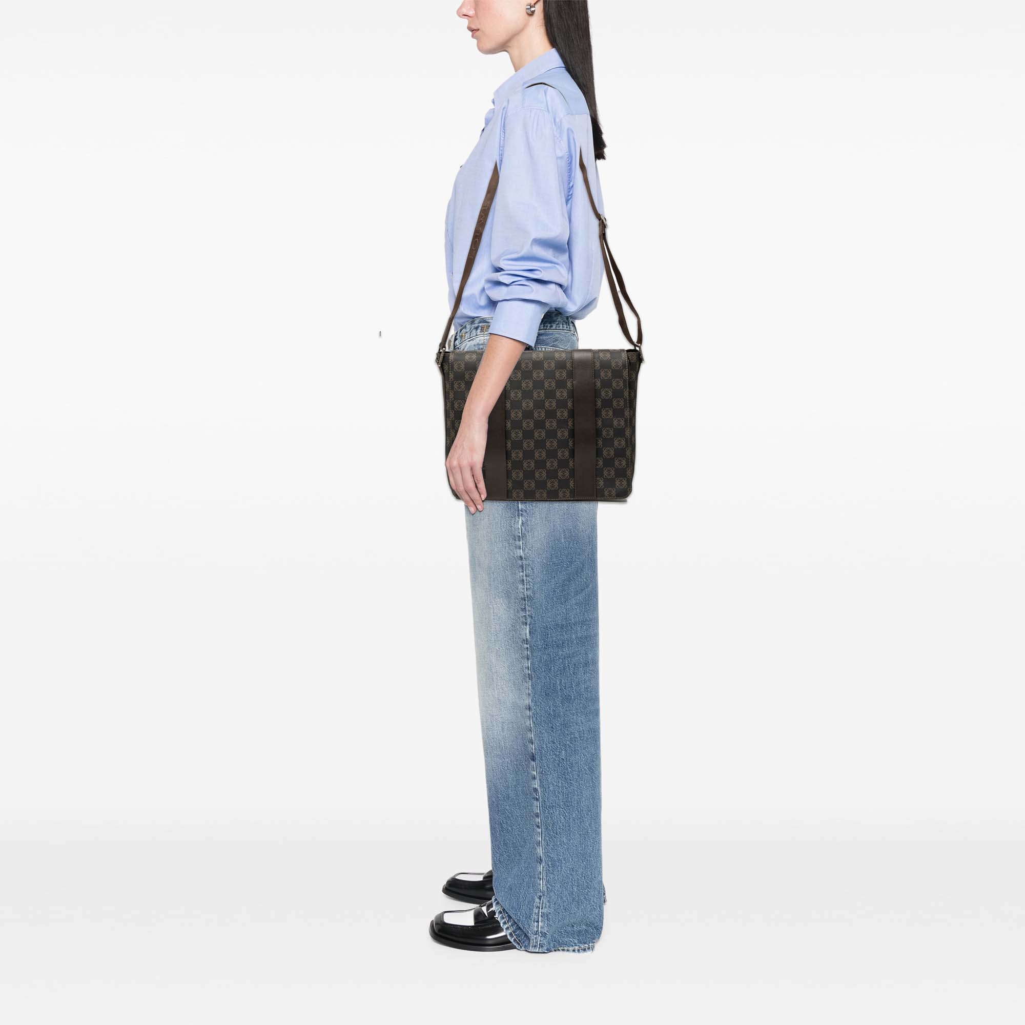 Anagram Coated Canvas Flap Crossbody