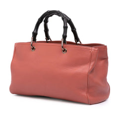 Medium Calfskin Bamboo Shopper Satchel