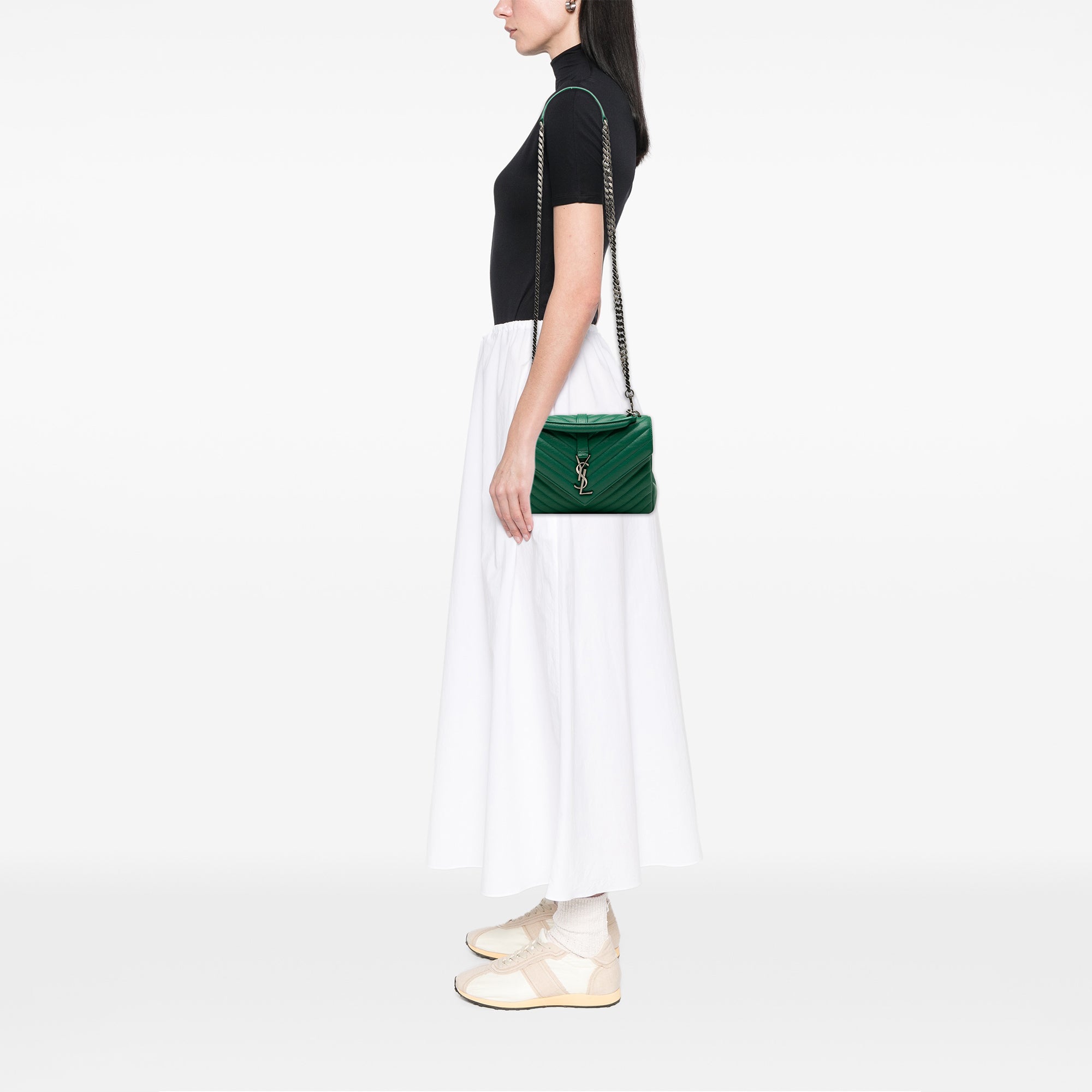 Medium Quilted Chevron Sheepskin College Satchel