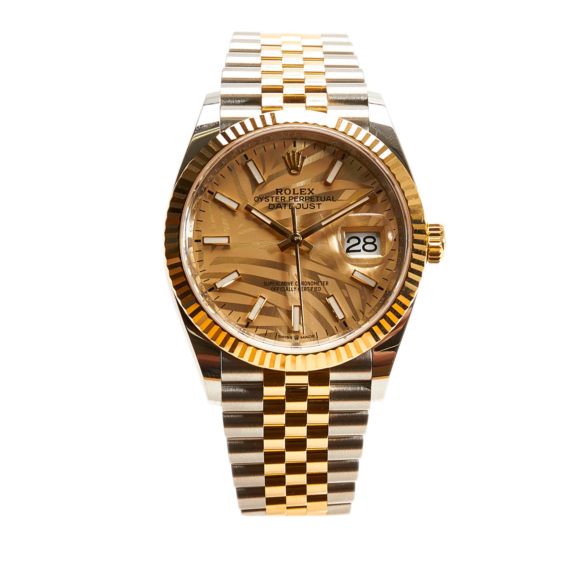 Oyster Perpetual Datejust 36 mm Palm Dial Watch Oystersteel and Yellow Gold